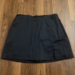 Black Satin Mini Skort